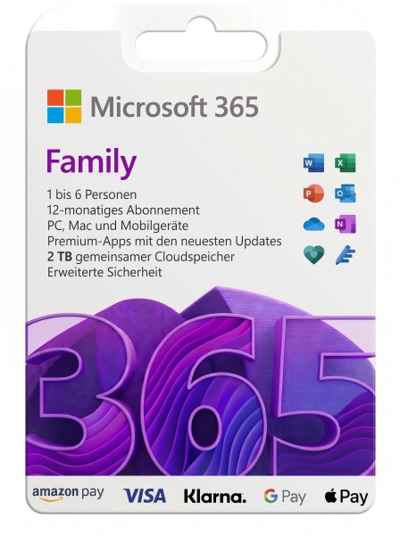 Microsoft Office 365 Family | für PC/Mac/Mobilgeräte